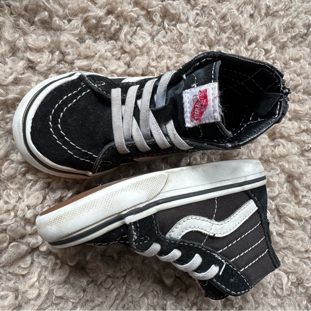 Vans Kids Black and White High-Top Sneakers